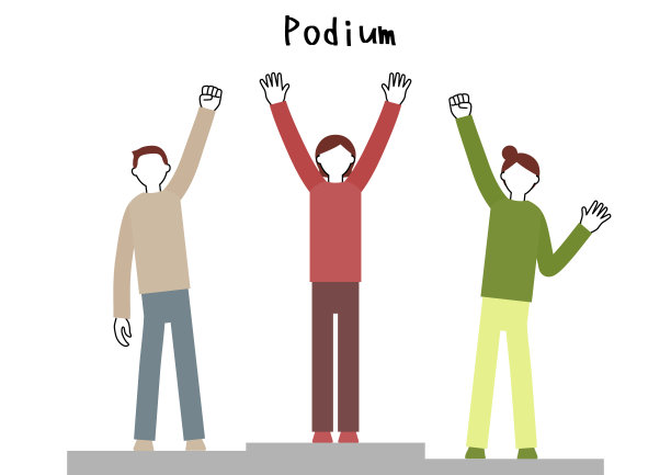 人们在讲台上挥手的插图(白色背景，矢量，剪切)图片下载