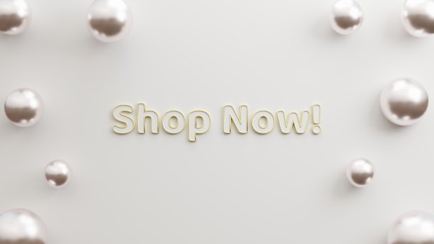 文字商店现在现代黄金与白色背景极简风格3d插图渲染海报，传单，事件，横幅等图片下载