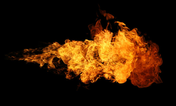 火焰和燃烧的火焰将火炬隔离在黑色背景上进行平面设计图片下载