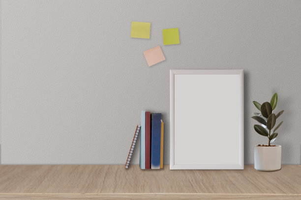 画框或海报模型在客厅和张贴与白墙。现代花卉概念图片下载