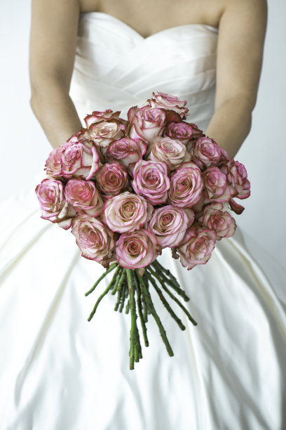 新娘和粉红玫瑰图片下载