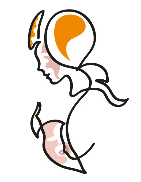 母亲给新生婴儿喂奶的线条画。图片下载