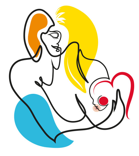 母亲给新生婴儿喂奶的线条画。图片下载