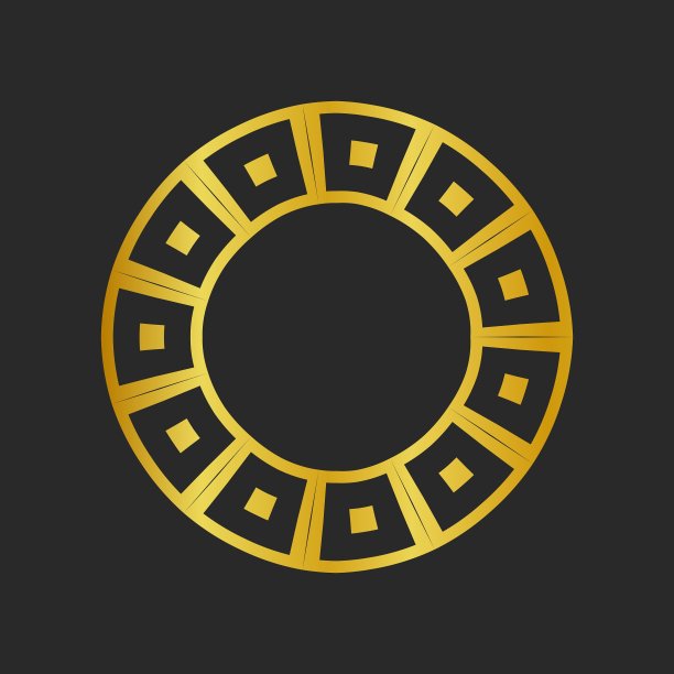 黑色背景和金色几何元素的集合。图标，标志和无缝模式。模板与豪华铝箔包装图片下载