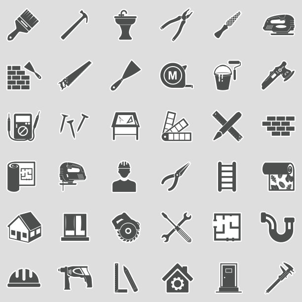 家里修理图标。贴纸设计。矢量插图。图片下载