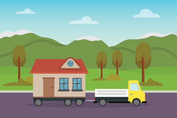 一辆大篷车停在公路上图片下载