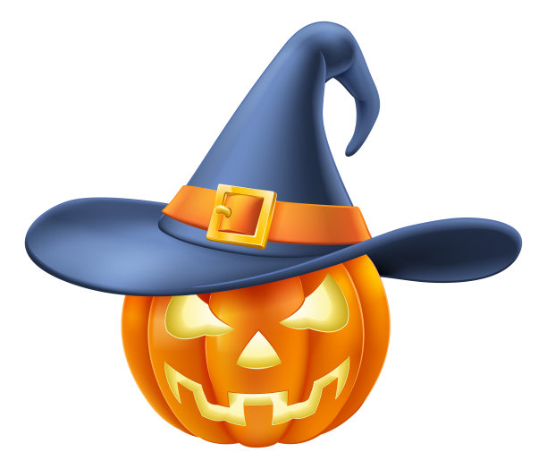 南瓜戴女巫帽万圣节卡通图片下载