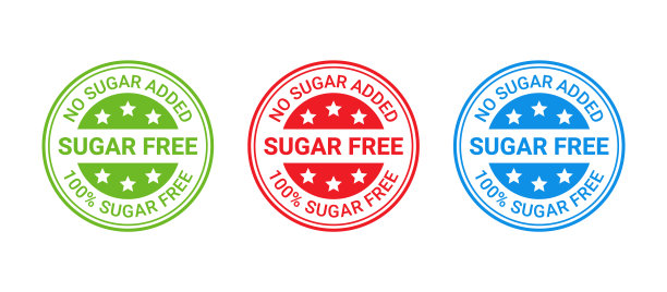 无糖邮票图标。无糖添加标签。矢量插图。图片下载