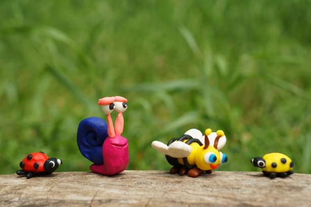 蜗牛、瓢虫和蜜蜂的特写图。图片下载