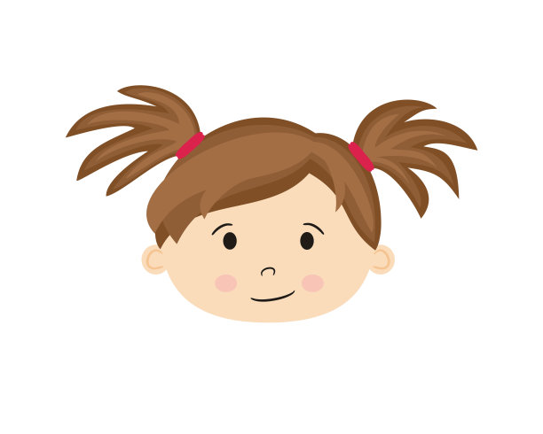 孤立在白色背景上的卡通女孩的脸。图片下载