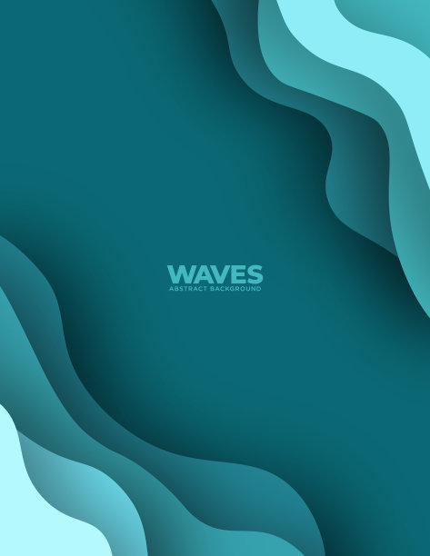 现代绿色品牌分层最小背景覆盖模板设计与抽象波浪形状图片下载