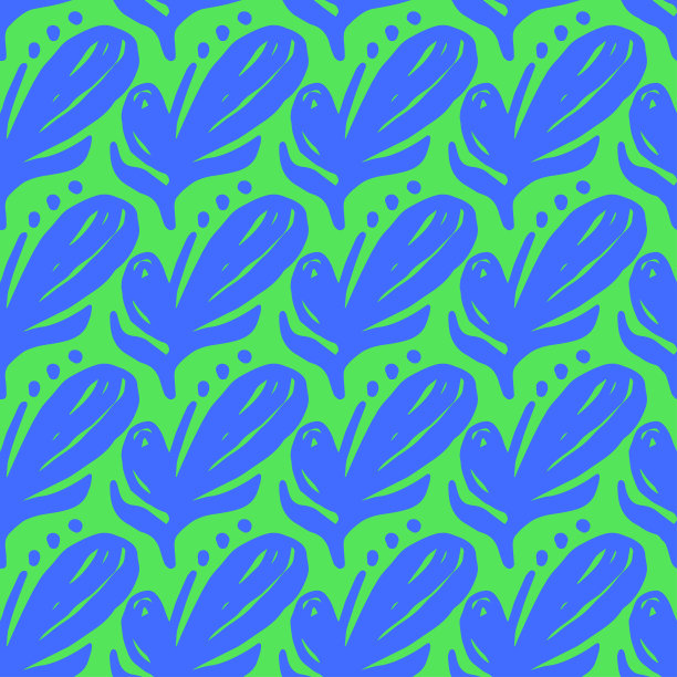 无缝的图案与抽象的花卉装饰蓝色与浅绿色的背景图片下载