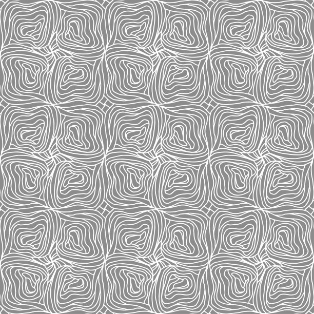 简单的无缝图案与花和波浪线深浅灰色的颜色图片下载