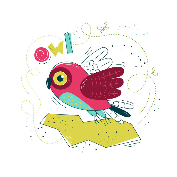 印有可爱的猫头鹰在平面风格。图片下载