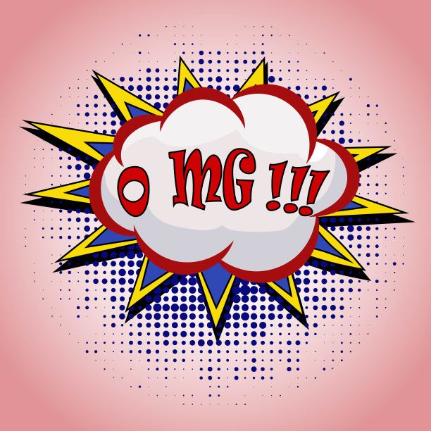 OMG，滑稽的声音效果。向量OMG流行艺术复古背景图片下载