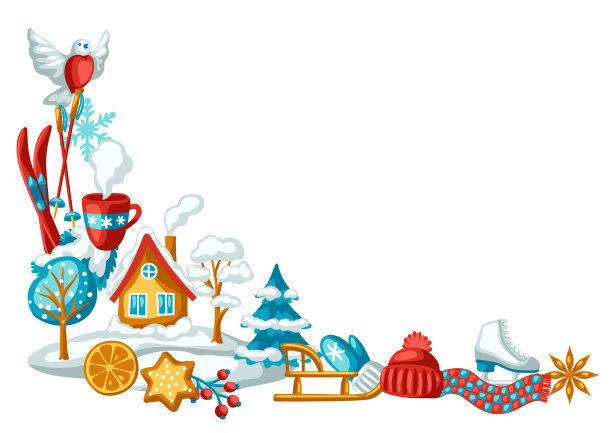 冬天季节背景。户外休闲可爱好玩的东西。圣诞佳节快乐。图片下载