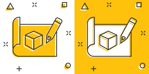 漫画风格的原型图标。启动卡通矢量插图的白色孤立的背景。模式发展飞溅效应的经营理念。图片下载