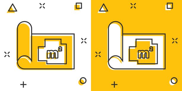 房间平面图图标漫画风格。蓝图卡通矢量插图在白色孤立的背景。住宅项目的飞溅效应经营理念。图片下载