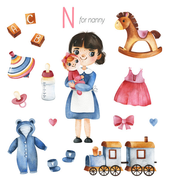 水彩字母专业集。保姆N图片下载