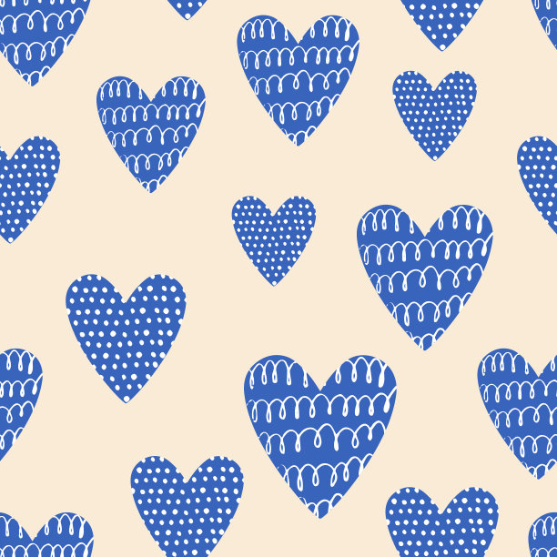 无缝图案与心。现代时尚浪漫的海报设计，包装纸，情人节设计。图片下载