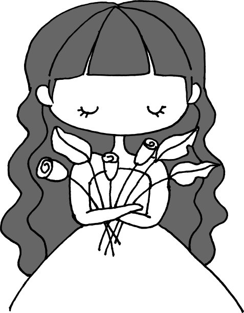 向量卡通女孩与鲜花图片下载