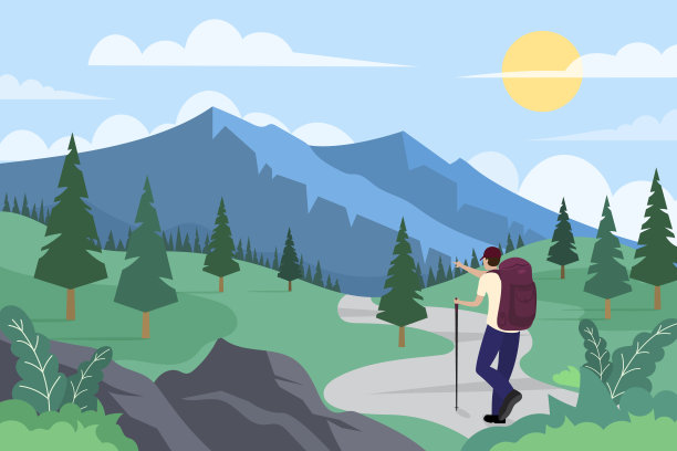 平坦的冒险背景矢量插图图片下载