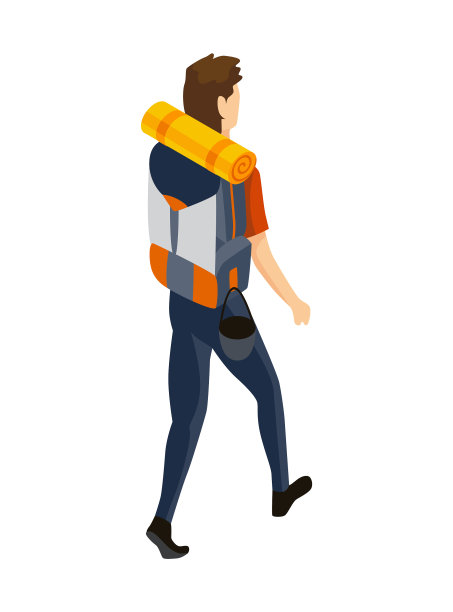 等距露营彩色标志远足图标图片下载