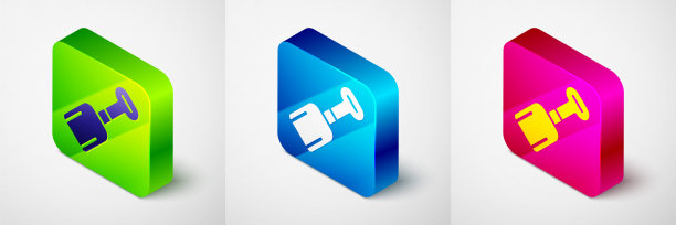 等距铲玩具图标孤立在灰色背景。方形按钮。向量图片下载