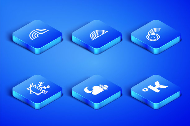 设置开尔文，彩虹，温度计和云，月亮，太阳雪花，并与太阳图标。向量图片下载