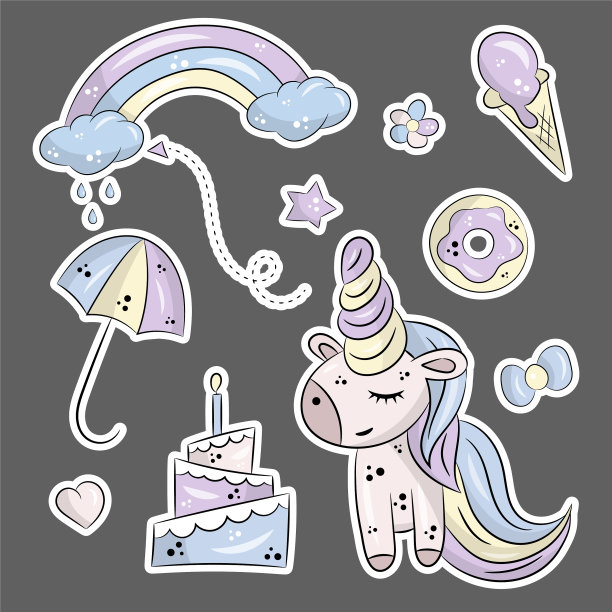 将孤立的物体设置在黑暗的背景上可爱图片下载