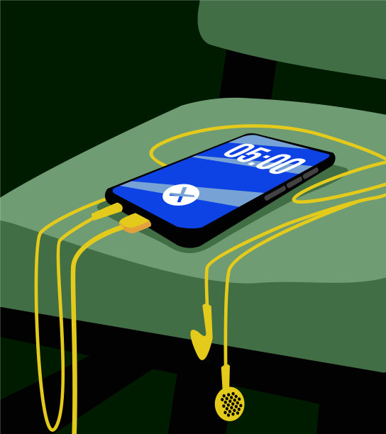 带耳机的智能手机闹钟图片下载