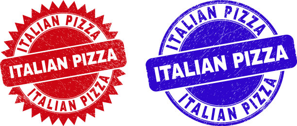 意大利圆比萨和玫瑰形水印图片下载