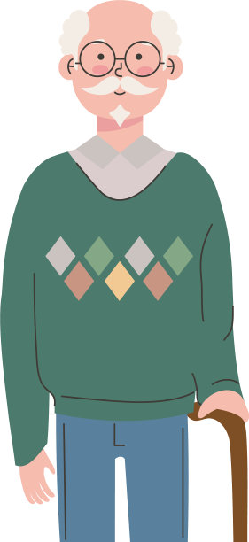 一个拄着拐杖的老头图片下载