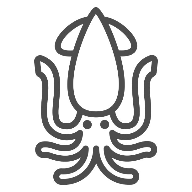 鱿鱼线图标，海鲜概念，韩国章鱼鱿鱼矢量标志上的白色背景，轮廓风格图标的移动概念和网页设计。矢量图形。图片下载