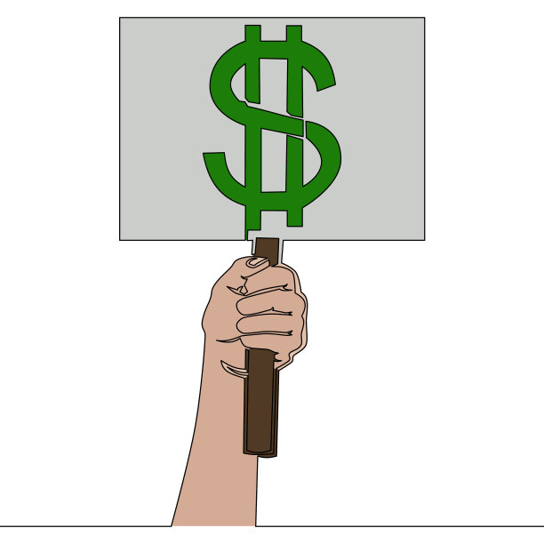 平线艺术手握白板与美元图片下载