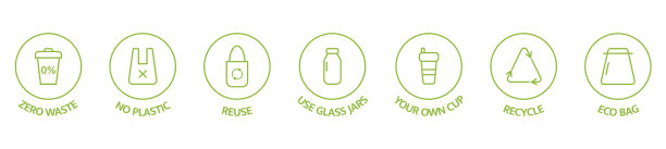 零浪费线图标集回收再利用减少图片下载