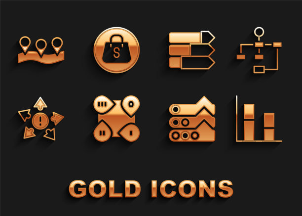 集合信息图元素，层次组织图，图表，图表，多方向箭头，饼信息图，位置和购物袋与销售图标。向量图片下载