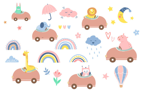 抽象多彩的婴儿涂鸦集图片下载