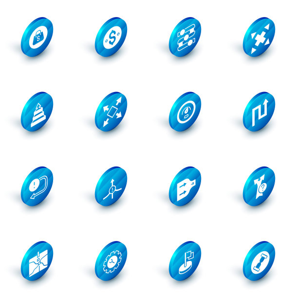 集合美元符号，图形，图表，图表，许多方向箭头，金字塔信息图形，箭头，和数字速度计图标。向量图片下载