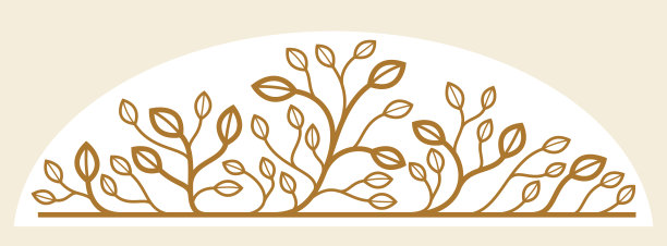 花卉矢量设计与树叶和树枝隔离在白色，古典优雅的时尚风格旗帜或文本分隔器的设计，豪华复古线性标志或框架元素。图片下载