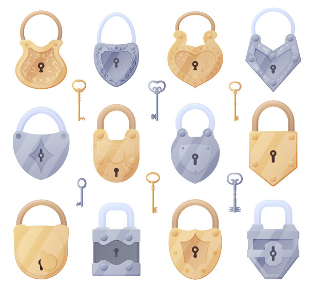 设置旧锁不同形状的钥匙图片下载