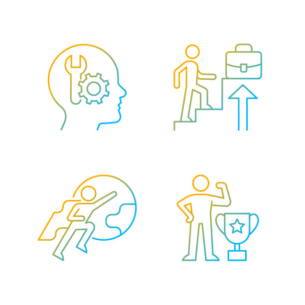 动机在工作梯度线性矢量图标设置图片下载