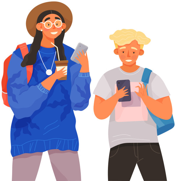 青少年通过网络在线聊天，儿童使用电子设备图片下载