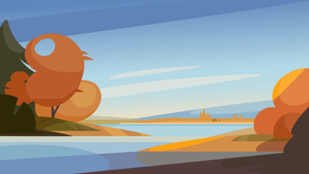 秋日山水伴江水。图片下载