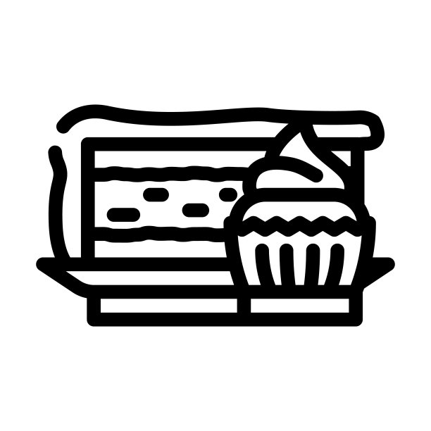 甜点部线条图标矢量图图片下载
