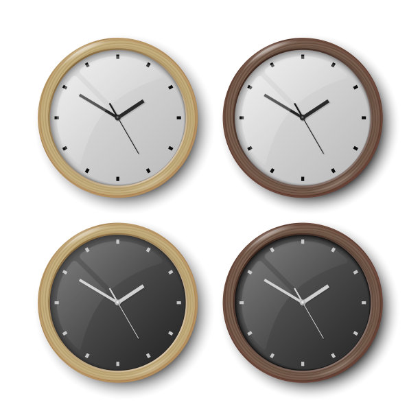 3d现实的木墙办公室时钟图标图片下载
