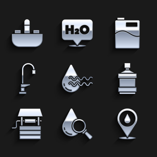 设置可回收的清洁水滴和放大镜图片下载