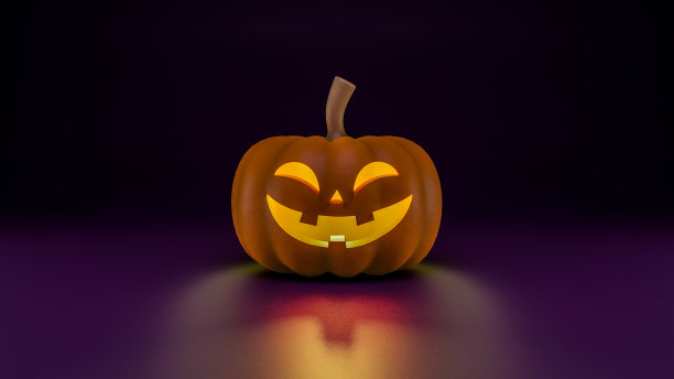 3D渲染万圣节南瓜在黑暗的背景图片下载