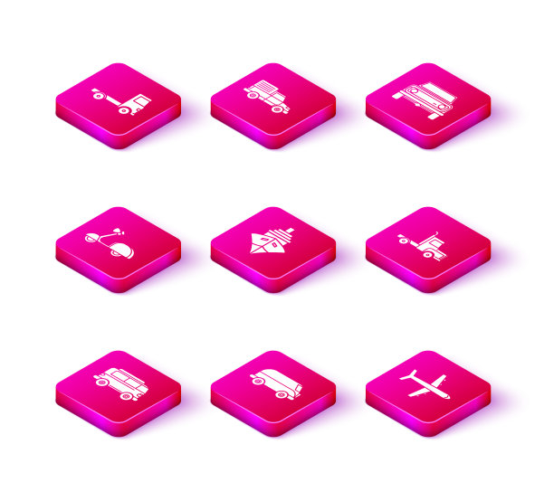 设置复古小型货车、踏板车、货轮、飞机图片下载