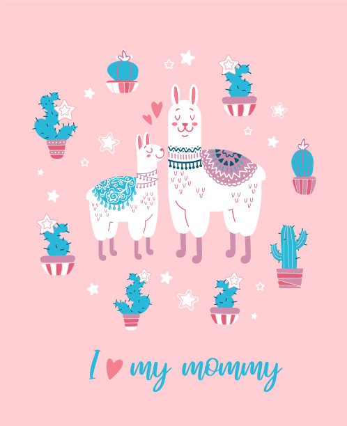 可爱的小羊驼和大羊驼的孩子图片下载